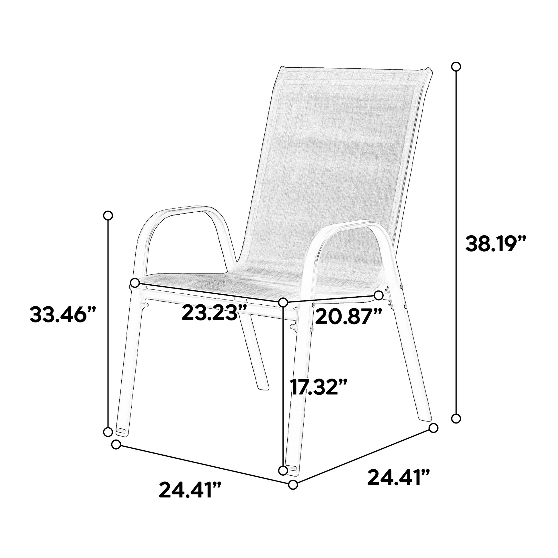 4 Piece Patio Chairs, Outdoor Camping Chairs with Breathable Textilene Fabric, Set of 2 Garden Chairs with Armrest High Backrest for Garden Patio Pool Beach Yard Space Saving (Brown) image 11