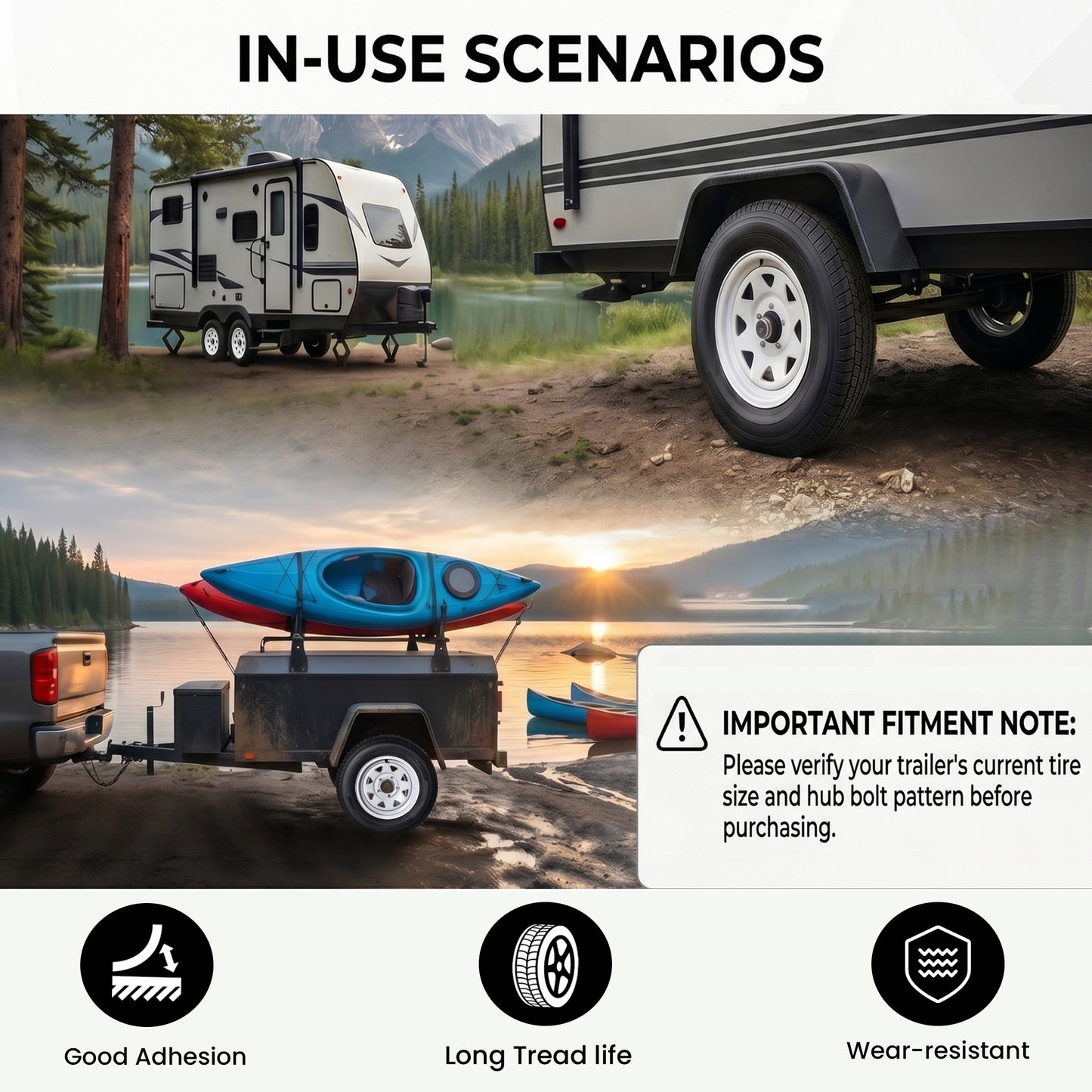 Set of 2 ST175/80D13 Trailer Tires and Wheel Assembly, DOT Approved- Highway Legal,6-Ply Heavy Duty, 13" Rim, 5 Lug on 4.5" PCD, 3.99" Center Bore, 1360 lbs Capacity for Boat, Utility, or Lawn Trailer image 2
