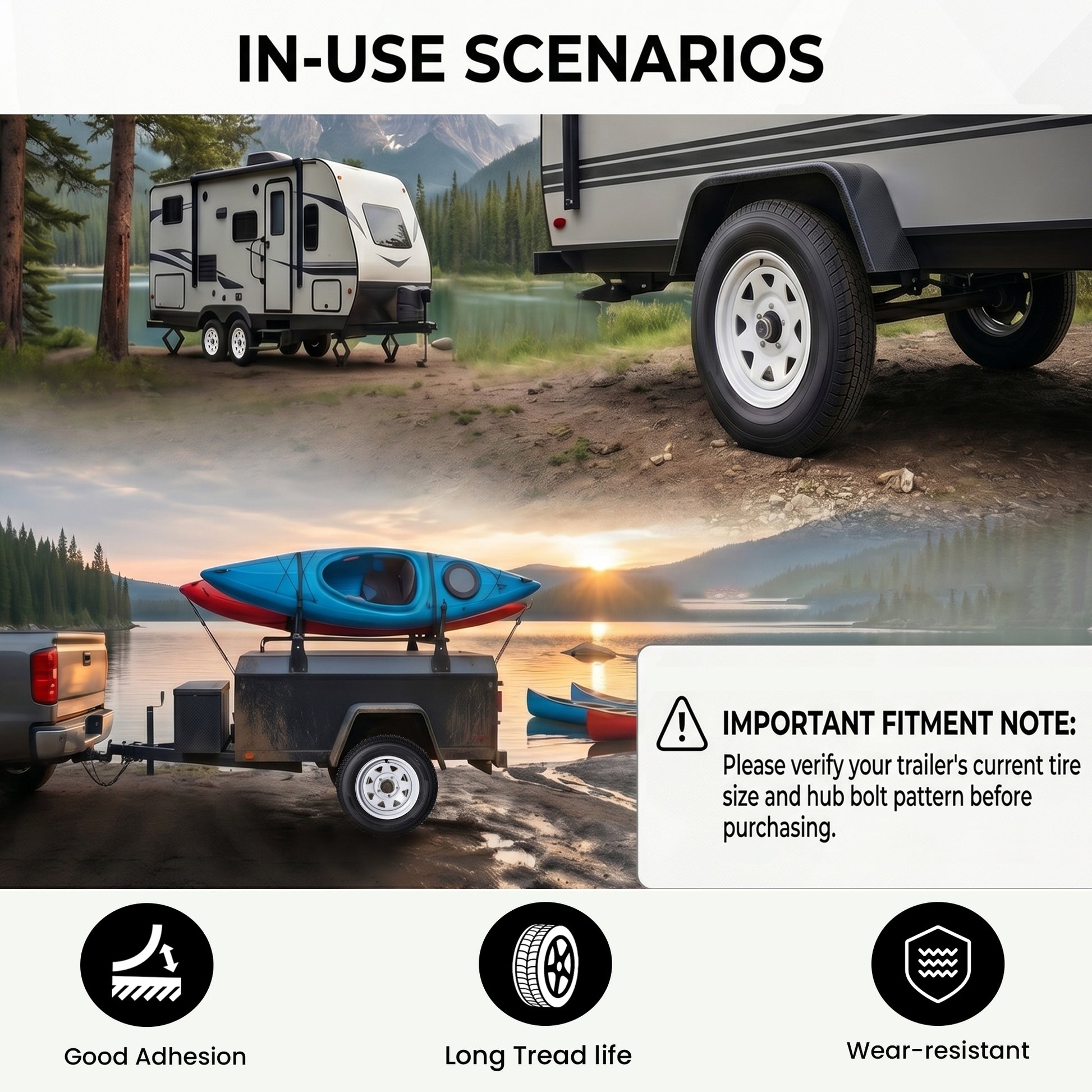 Set of 2 ST175/80D13 Trailer Tires and Wheel Assembly, DOT Approved- Highway Legal,6-Ply Heavy Duty, 13" Rim, 5 Lug on 4.5" PCD, 3.99" Center Bore, 1360 lbs Capacity for Boat, Utility, or Lawn Trailer image 2
