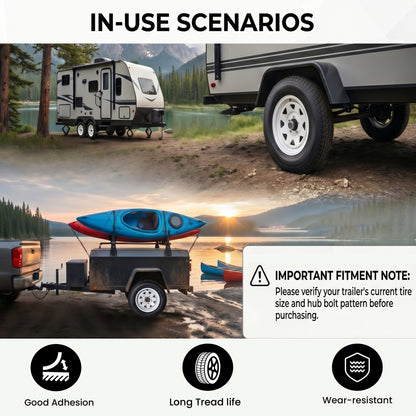 Set of 2 ST175/80D13 Trailer Tires and Wheel Assembly, DOT Approved- Highway Legal,6-Ply Heavy Duty, 13" Rim, 5 Lug on 4.5" PCD, 3.99" Center Bore, 1360 lbs Capacity for Boat, Utility, or Lawn Trailer image 2