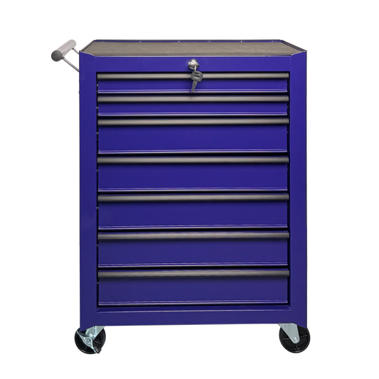 Rolling Metal Tool Chest with 7 Drawers - Purple - Front View