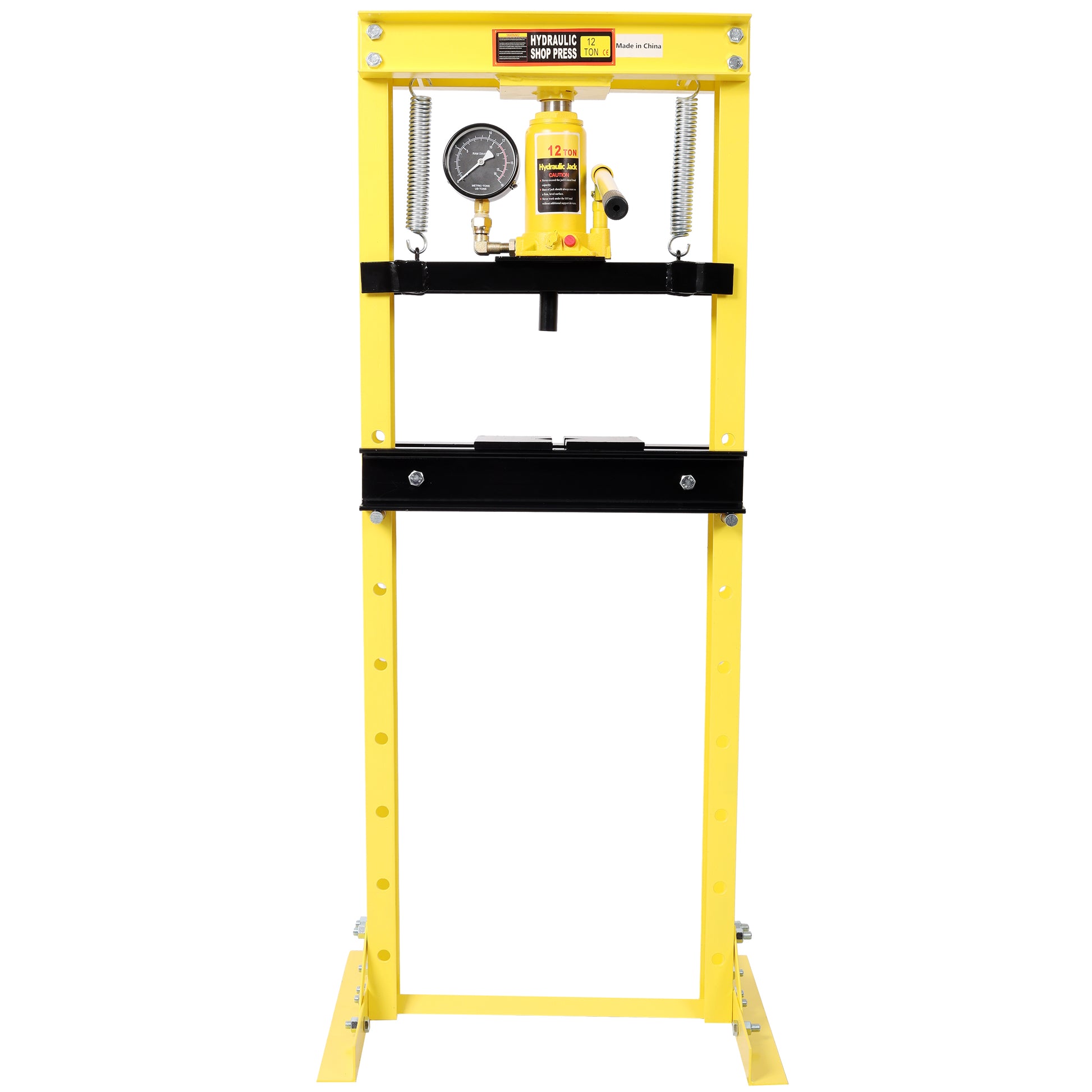 12Ton Bottle Jack Shop Press with Gauge, Bend, Straighten, or Press Parts, Install Bearings, U-Joints, Bushings, Ball Joints, and Pulleys,Yellow image 3