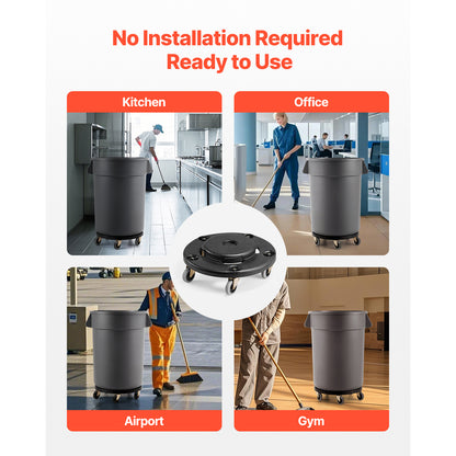 2 Packs Round Trash Can Dolly Fit 20, 32, 44, 55 Gal Garbage Container 500lbs image 6