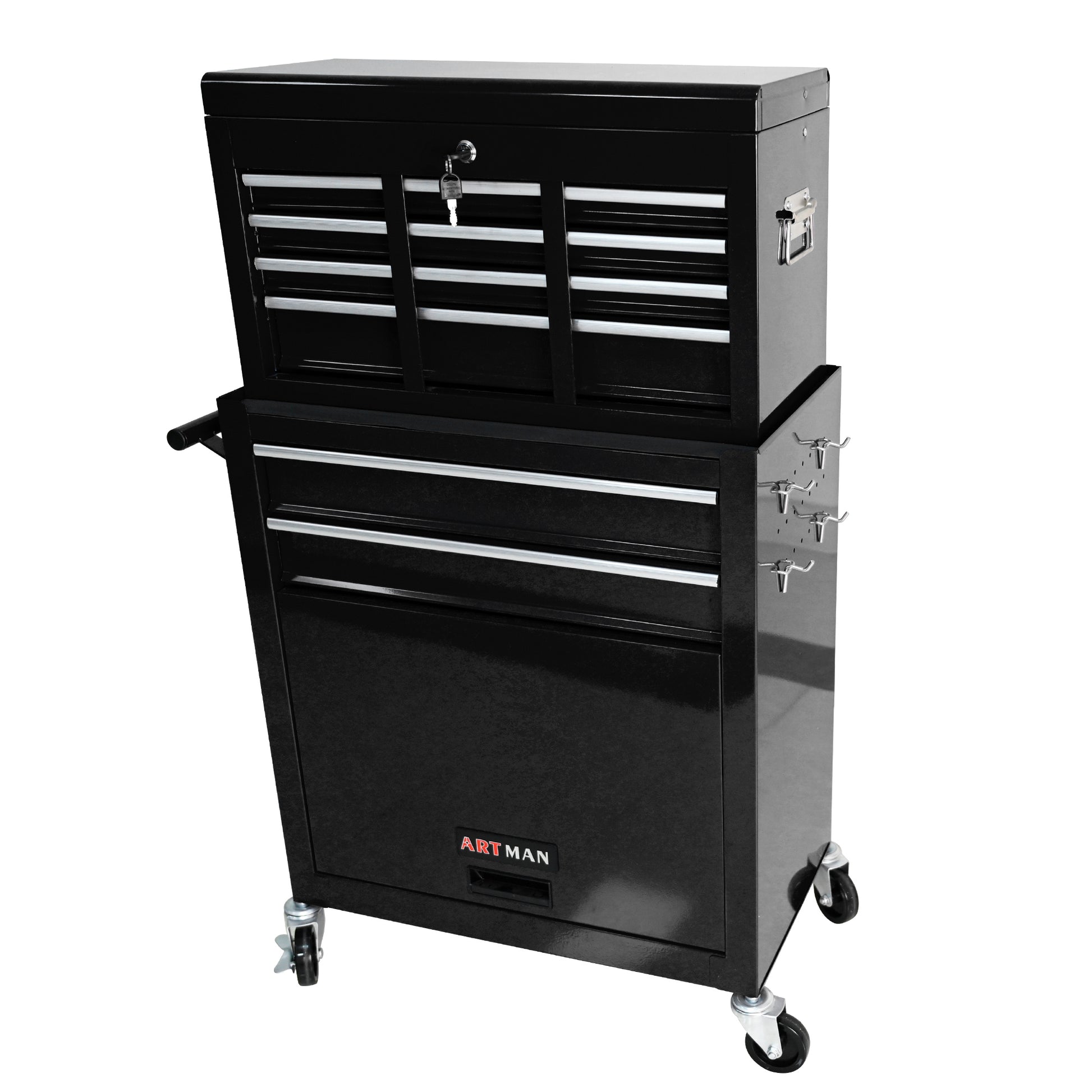 High Capacity Rolling Tool Chest with Wheels and Drawers, 8-Drawer Tool Storage Cabinet--BLACK image 4