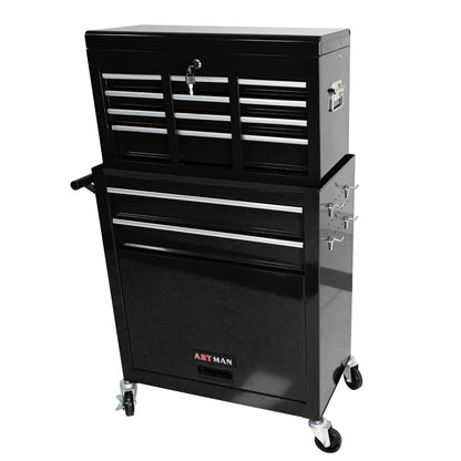High Capacity Rolling Tool Chest with Wheels and Drawers, 8-Drawer Tool Storage Cabinet--BLACK image 4