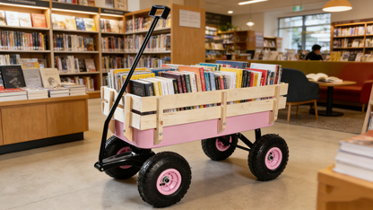 Outdoor Wagon All Terrain Pulling w/Wood Railing Air Tires Garden Cart image 2