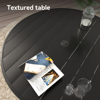 VRSHWO"Outdoor Round Patio Dining Table for 4-6, All Weather Metal Dining Table with Umbrella Hole for Deck Lawn Garden Backyard image 6