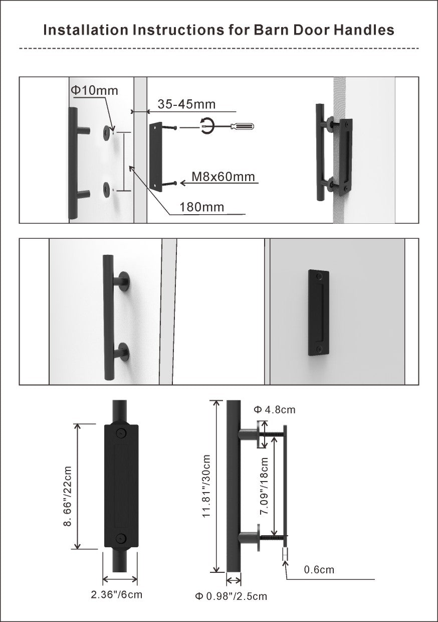 12FT Wood Double Sliding Barn Door Hardware Basic Black Big Spoke Wheel Roller Kit, 5-18FT for Choose image 8