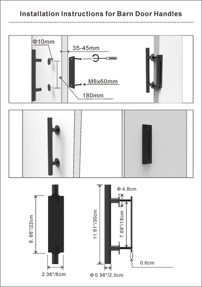 12FT Wood Double Sliding Barn Door Hardware Basic Black Big Spoke Wheel Roller Kit, 5-18FT for Choose image 8