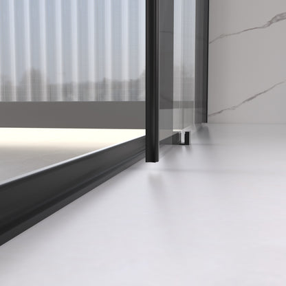 56-60" W x 74" H Semi-Frameless Sliding Shower Door, 1/4" (6mm) Clear SGCC Tempered Glass, Matte Black Finished, Adjustable Width – No Cutting Required image 12