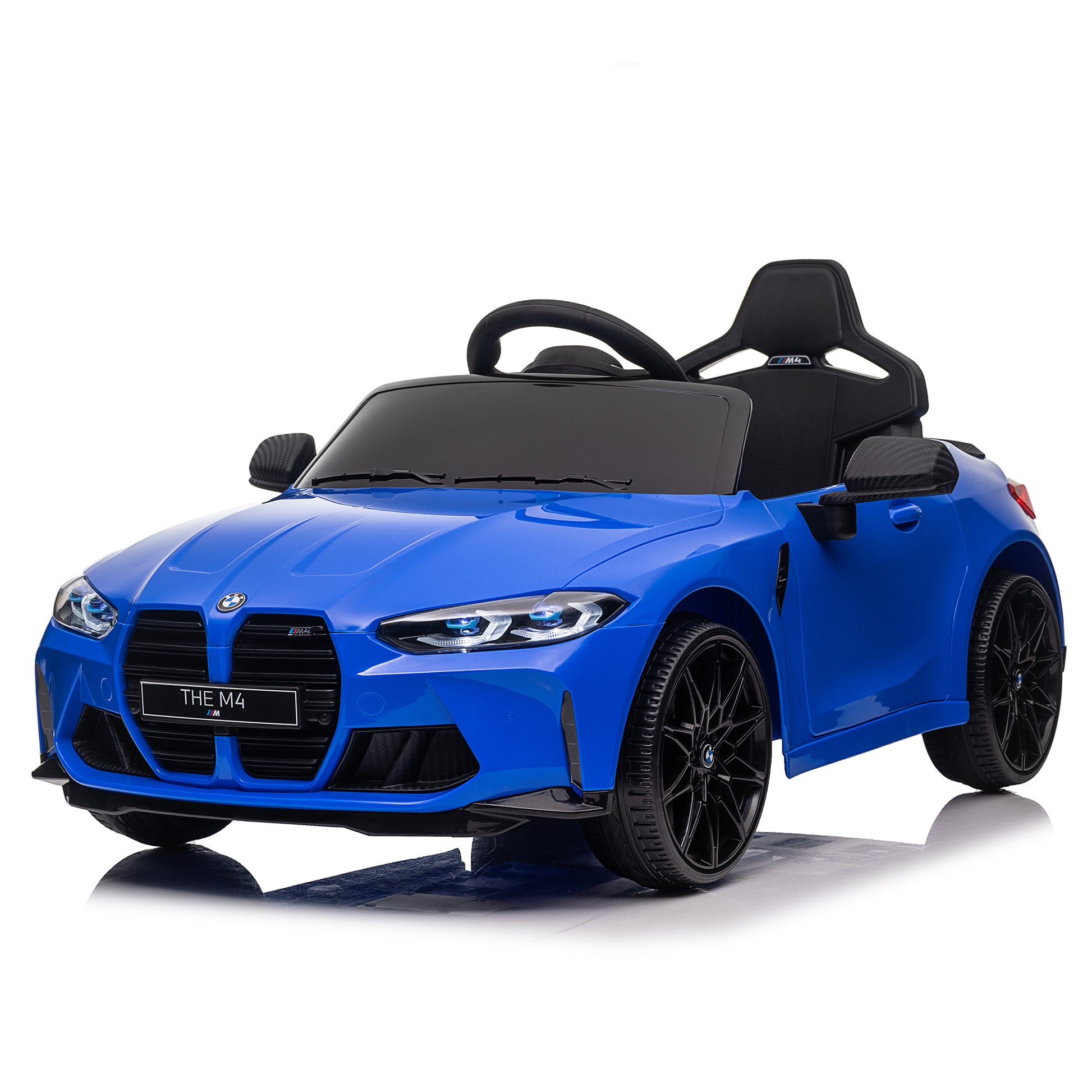 BMW M4 12v Kids ride on toy car 2.4G W/Parents Remote Control,Three speed adjustable,Power display, USB,MP3,Bluetooth,LED light,story,A handle with wheels and a pull, easy to carry image 1
