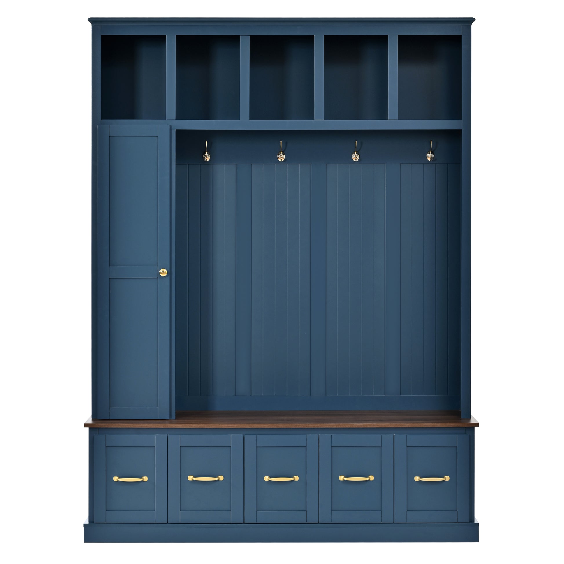 U-Can Entryway Hall Tree with Coat Hooks, Shoe Bench & Drawer Storage Cabinet image 11