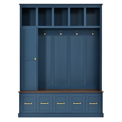 U-Can Entryway Hall Tree with Coat Hooks, Shoe Bench & Drawer Storage Cabinet image 11