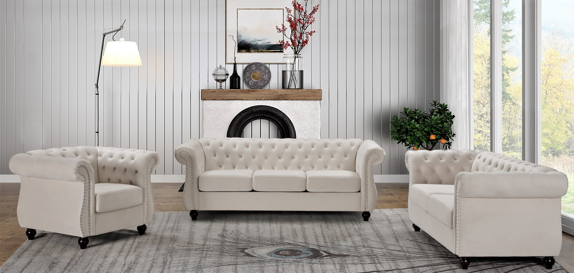 Chesterfield Crushed Velvet Accent Chair, Button Tufted Single Sofa Chair with Rolled Arms, Wood Tapered Legs, High Density Foam Spring Support, Comes with Matching Bolster image 8