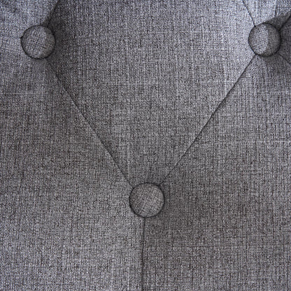 Tufted Club Chair with pillow, Accent Chair, Upholstered Button Armchair, Linen Fabric Corduroy Sofa Chairs for Bedroom, Living Room, Mid Century Modern with Studded Reading Chair, Gray image 4