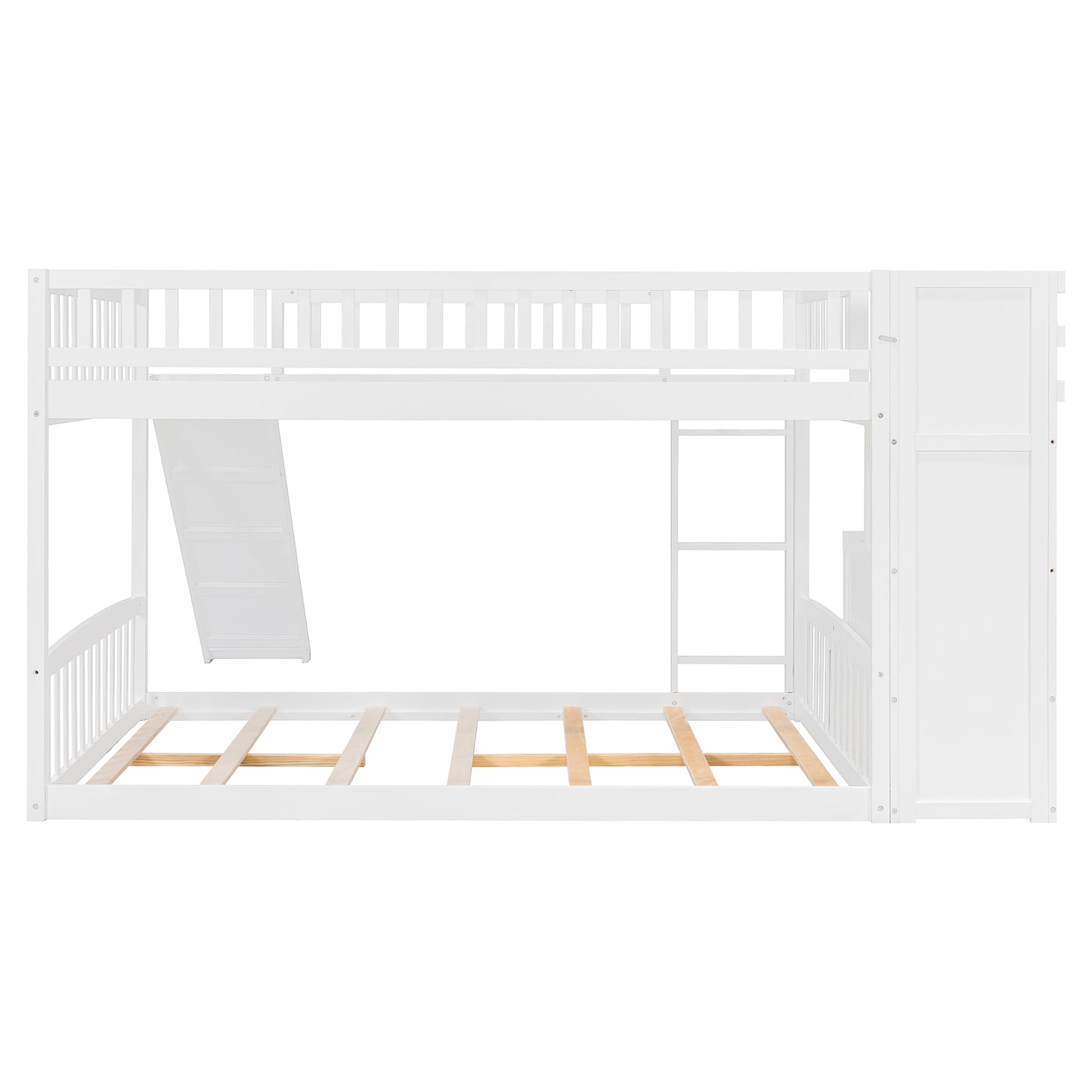 Stairway Full over Full Bunk Bed with Three Drawers and Slide, White image 4
