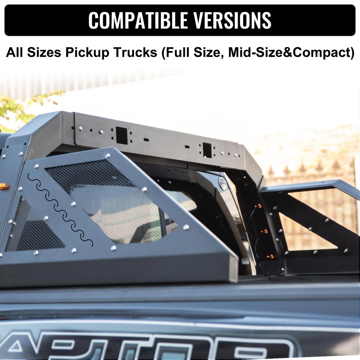 Truck Roll Bar Chase Rack Adjustable with 6 Amber Auxiliary Side Marker Lamps, Universal Fit for Pickup Trucks image 8