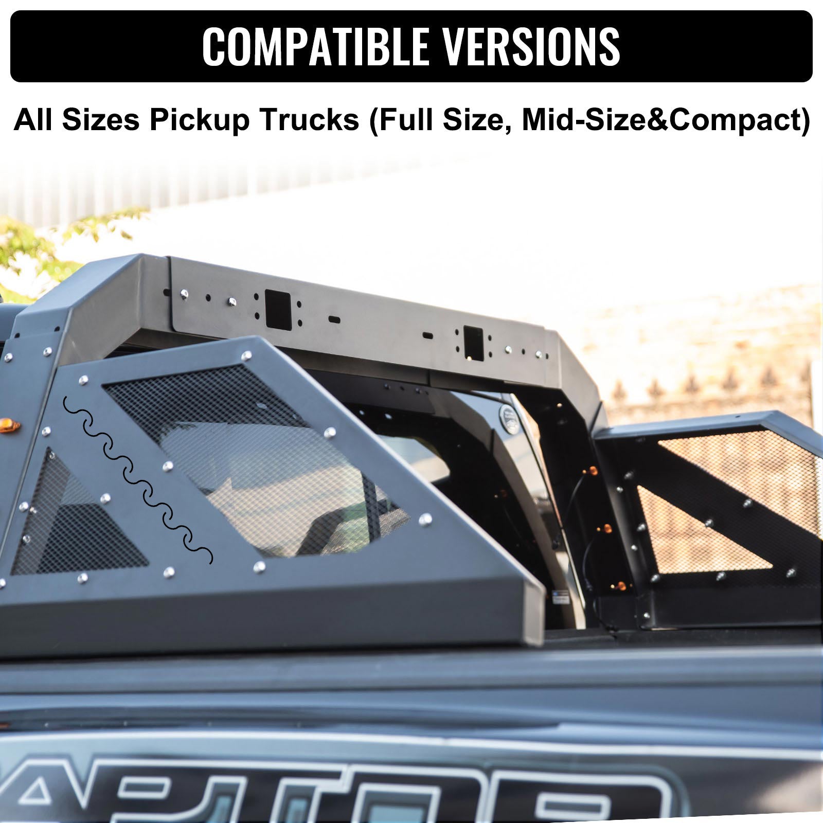 Truck Roll Bar Chase Rack Adjustable with 6 Amber Auxiliary Side Marker Lamps, Universal Fit for Pickup Trucks image 8