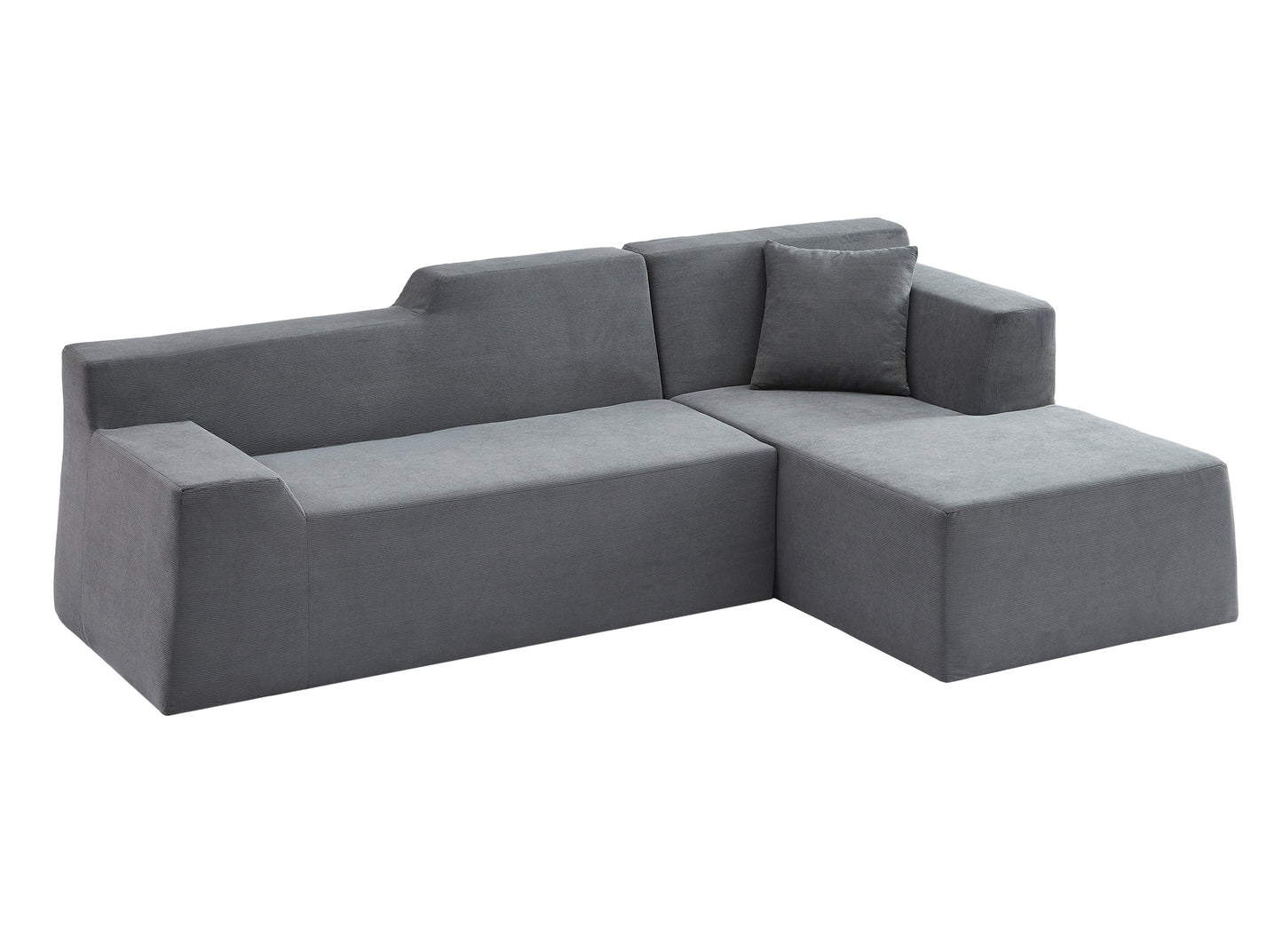 Modern minimalist L-shaped corduroy high back sofa image 5