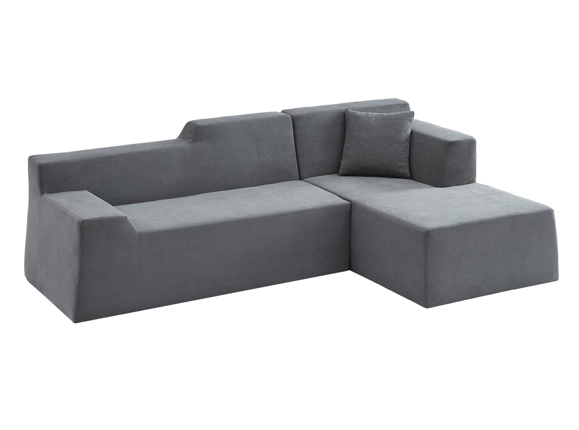 Modern minimalist L-shaped corduroy high back sofa image 5
