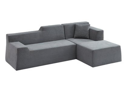 Modern minimalist L-shaped corduroy high back sofa image 5