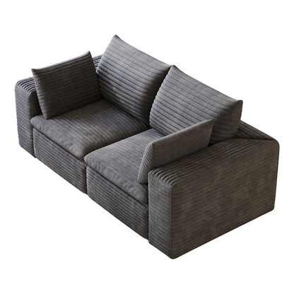 71" Cloud Sofa,Corduroy Fabric,Deep Seat Couches,Double-layer design,Removable Cushion,No Assembly, DIY Combination for Living room, Bedroom,Conference room,Apartment,Dark Grey image 11
