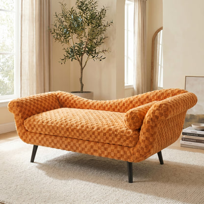 Classic diamond pattern fabric paired with elegant scroll arms, delivering great comfort and timeless style. image 2