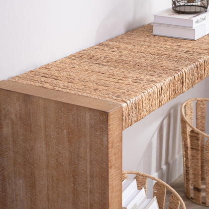 69" Natural Seagrass Console Table – Handwoven Top with Engineered Wood Frame image 9