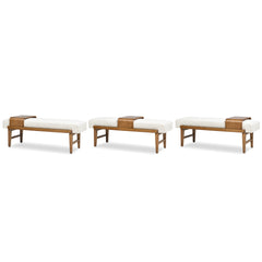 Billie 52" Modern Telephone Bench with Sliding Shelf, Ivory White Boucle