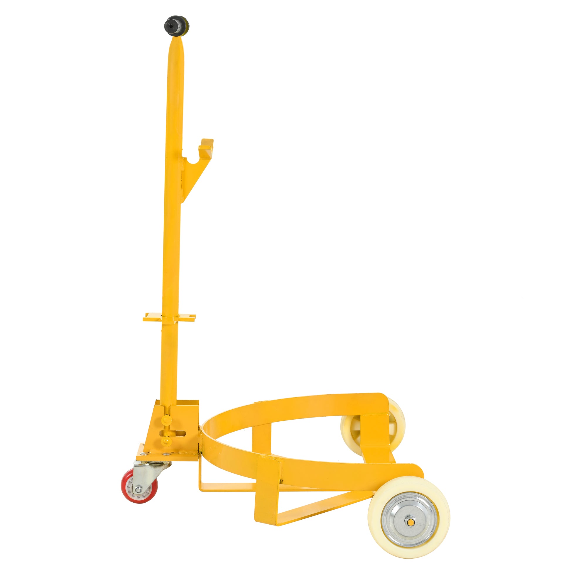 55 Gallon Drum Dolly, 1200lbs capacity, with 2 fixed PU Wheels and 1 swivel wheel - Low Profile Steel Oil Drum Caddy Oil Barrel Drum Roller Hand Cart image 2