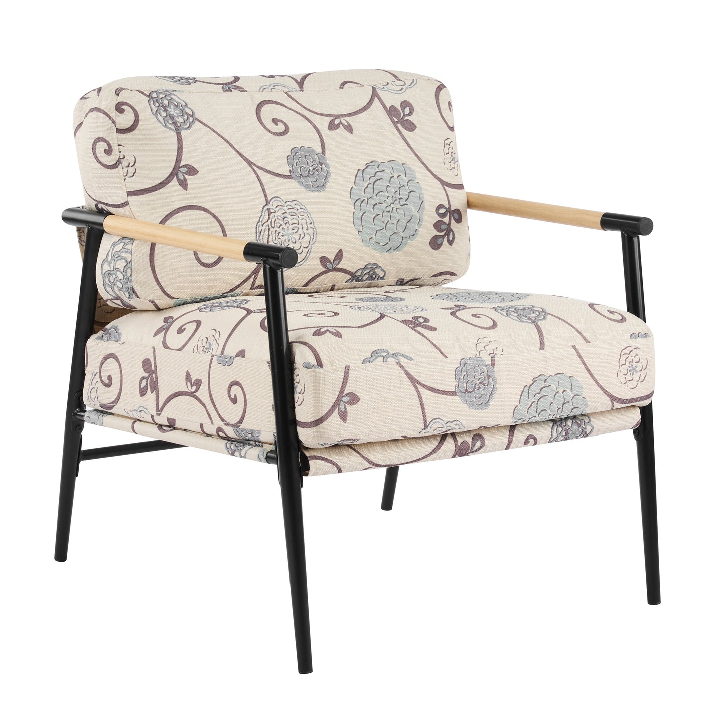 27.56" Modern Accent Chair with Plush Cushions, Minimalist Metal Frame, and Wooden Armrest Design – Perfect for Cozy Living Room, Bedroom, or Office Seating image 8