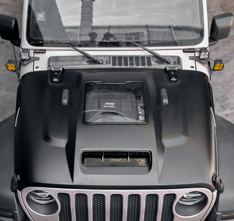Space-Capsule Style Hood/Heat Dispersion Hood Compatible with 2018-2026 Jeep Wrangler JL JLU & 2020-2026 Gladiator JT Replacement Hood(Not for Mojave&392 Model) image 9
