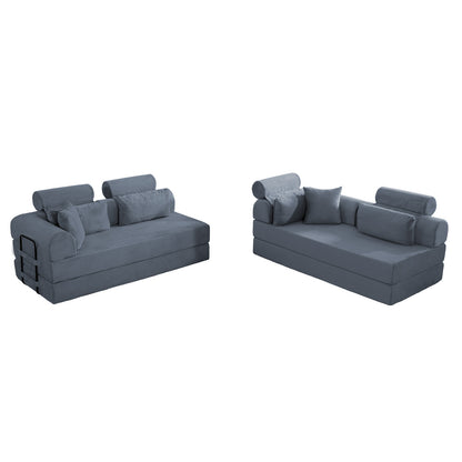 L shape Modular Sectional Sofa, Compressed Sectional Sofa Modern Minimalist Style Corduroy Couch,Unfold into a bed, Bedroom, Comfy Compressed Sofa Couch Space-Efficient Design(Dark Gray) image 7