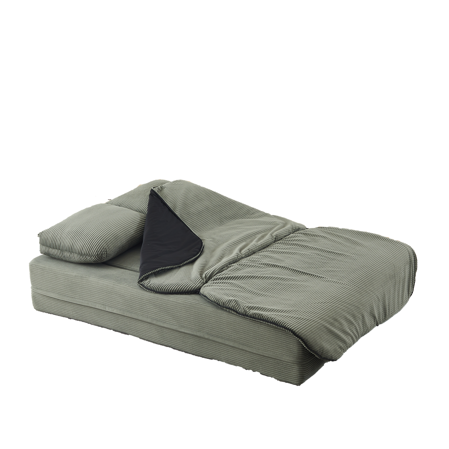 75''2-in-1 Foldable Sofa,Convertible Sleeper Foam Sofa Bed with Multi Functional Blanket, Corduroy Floor folding sofa bed, Floor Sofa Lounge Sofa for Living Room Bedroom Lounge Studio image 10