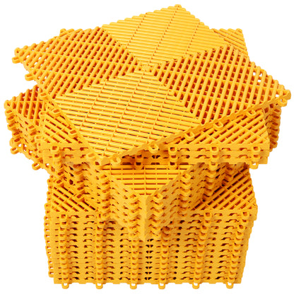 25pcs Plastic Garage Floor Mats,15.6"x15.6" Size,Non-Slip Interlocking Plastic Garage Floor Mat,Splicing Drainage Floor Tile and Shower Mat, for Garage, Garden, Kitchen & Outdoor, Yellow image 1
