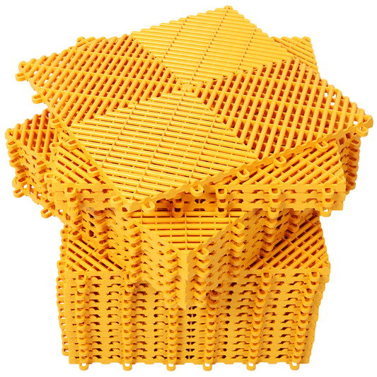 25pcs Interlocking Plastic Garage Floor Mats Yellow - Top View