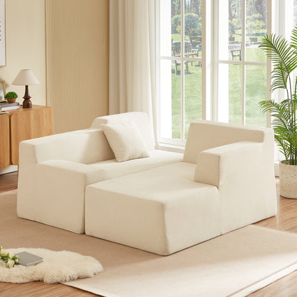 Modern minimalist L-shaped corduroy high back sofa image 2