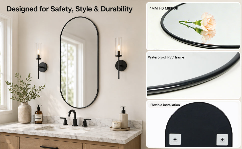 BLACK PVC frame mirror 16X36 INCH image 7