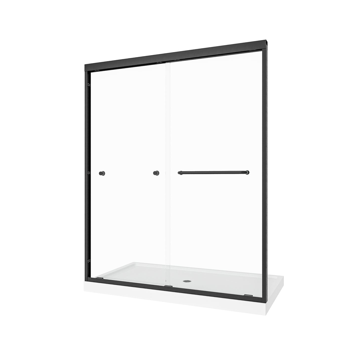 55"-60" W x 72" H Matte Black Reversible Installation Double Bypass Sliding Shower Door,Aluminium Alloy Frame,1/4"(6MM) Tempered Glass With Nano Explosion-proof Membrance,Easy Installation image 10
