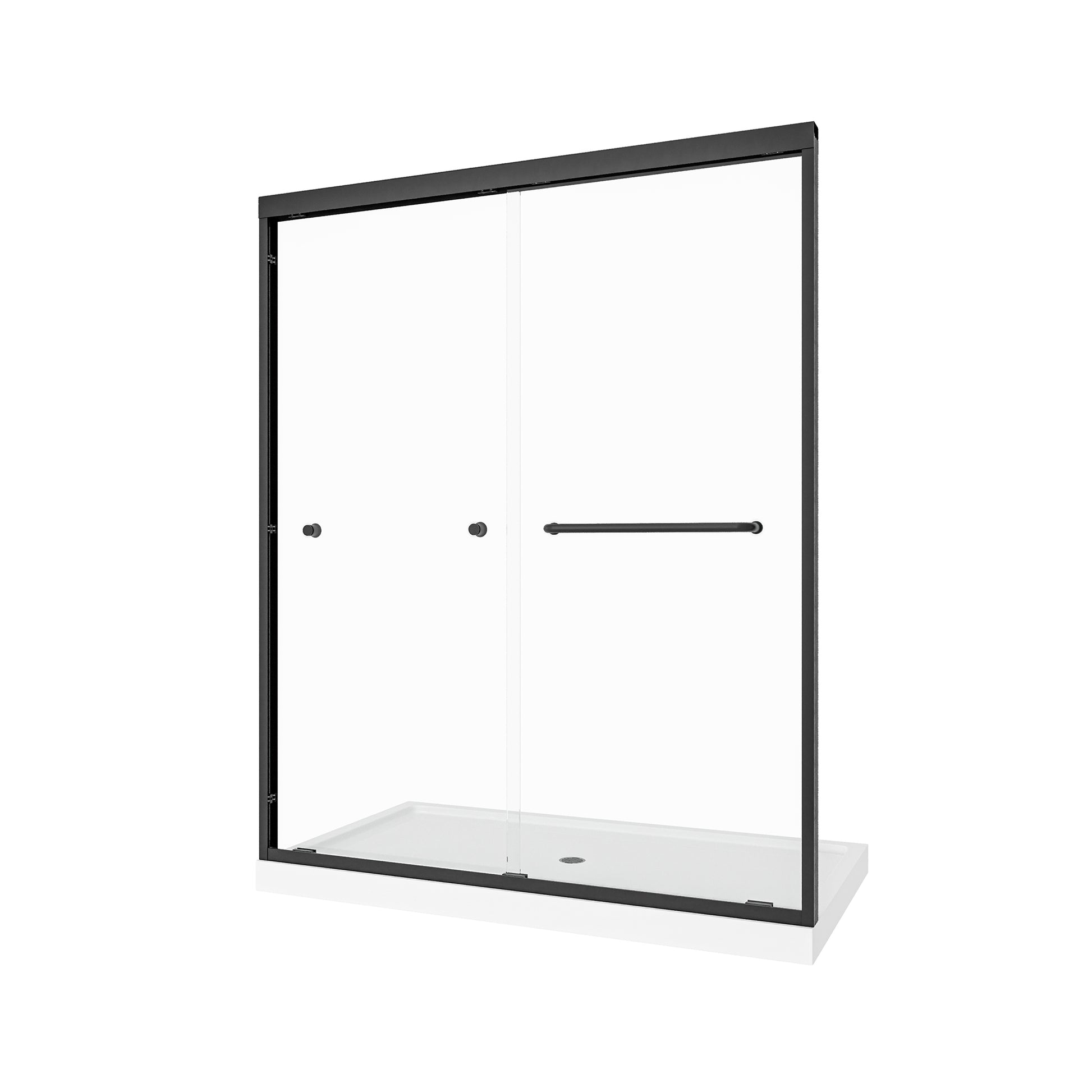 55"-60" W x 72" H Matte Black Reversible Installation Double Bypass Sliding Shower Door,Aluminium Alloy Frame,1/4"(6MM) Tempered Glass With Nano Explosion-proof Membrance,Easy Installation image 10