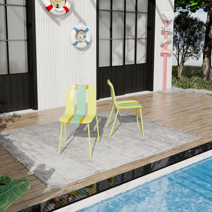 Summer 4-Pack Modern Striped Color Block Chairs – Outdoor Setting