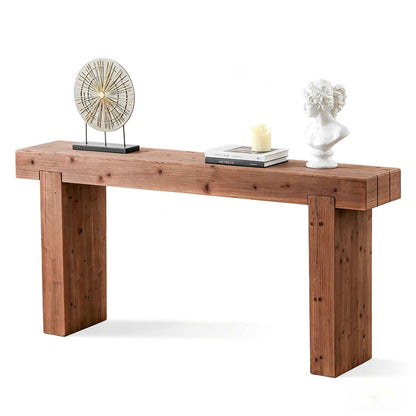 63" Solid Wood Console Table – Rustic Farmhouse Sofa Table for Entryway, Hallway, or Behind Couch, Narrow Rectangular Design image 4