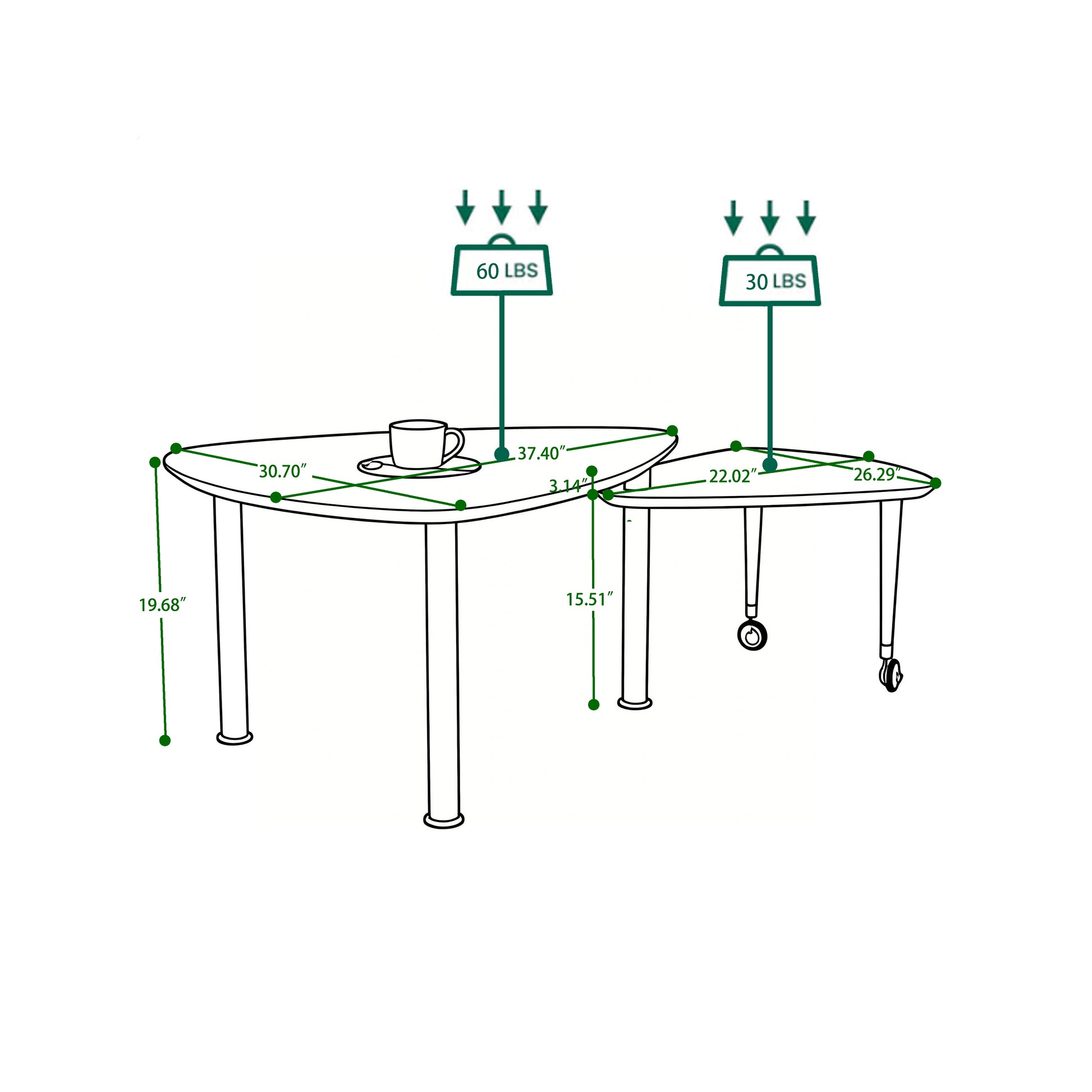 360 degree Rotatable modern Coffee Table for Living Room, solid wood legs with simply assemble Cocktail Table, Rotating Modern Apartment Wood Furniture Walnut / Black / Grey Brown / White image 12