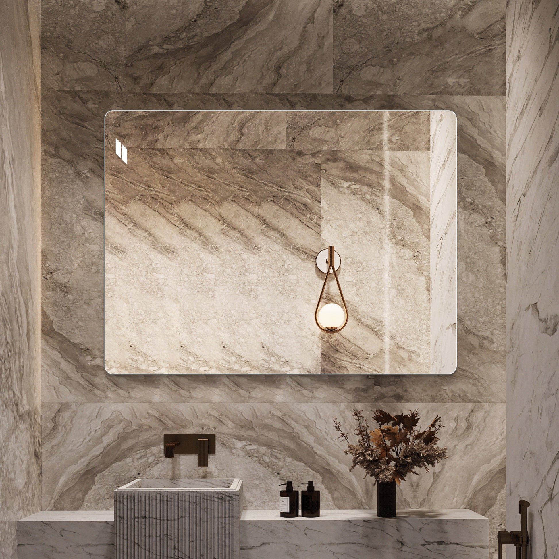 Modern Frameless Bathroom Mirror, 36 x 30 Inch Rectangular Vanity Mirror with Copper-Free Silver Glass and Shatter-Resistant Backing image 5
