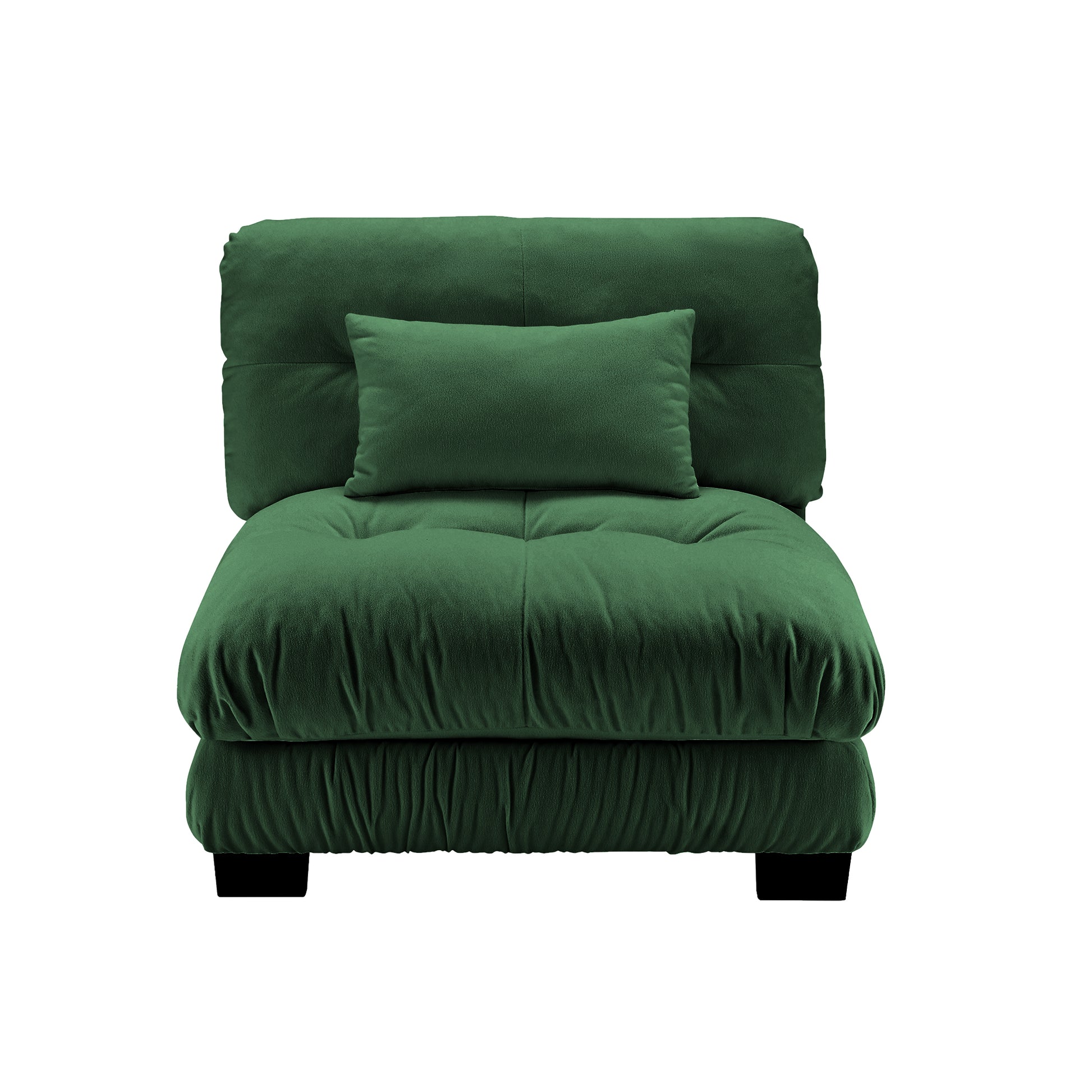 27 Armless Sofa Green Chenille Front View Alt