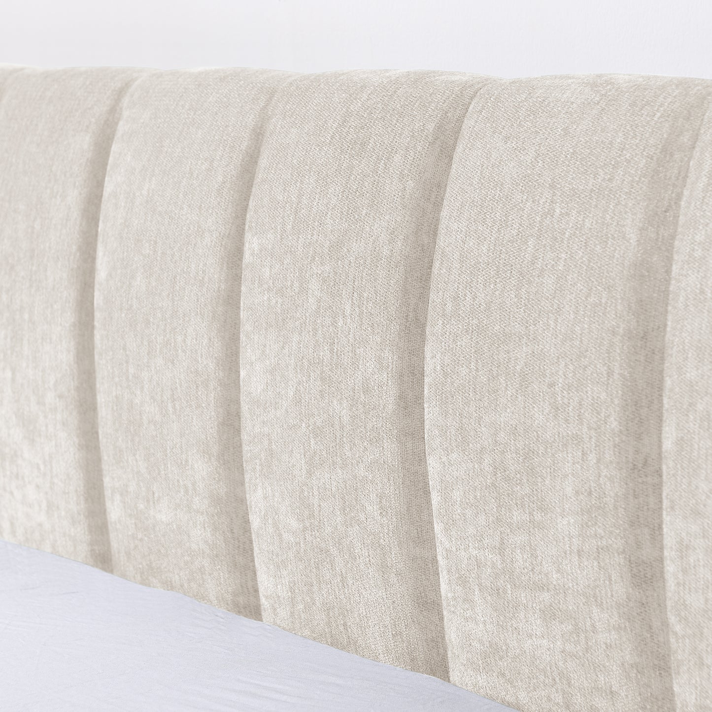 King Size Upholstered Bed Frame with Thick Fabric, comfortable upholstered bed frame, Chenille fabric, with headboard and solid bed frame. With drawer for storage-Beige(86.5''*84''*29.5'') image 7