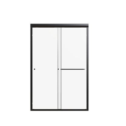 44"-48"W*72" H Semi-Frameless Double Sliding Shower Door, Bypass Shower Door, 1/4" (6mm) Thick SGCC Tempered Glass Door, Matte Black image 10