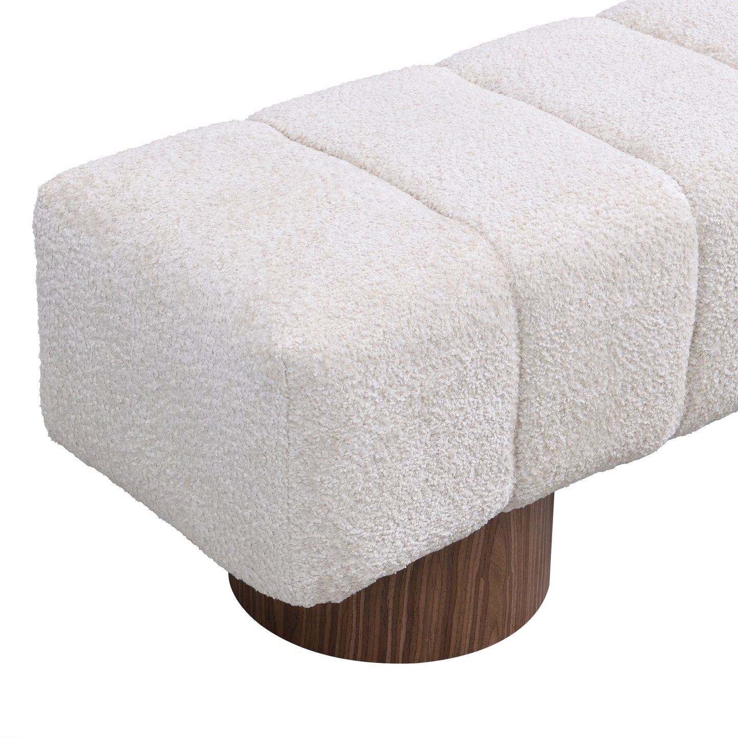 Upholstered Dining Bench for Dining Room, No-Assembly End of Bed Entryway Bench Ottoman for Bedroom Living Room, Beige Faux Fur Fabric, 300 LBS Weight Capacity image 9