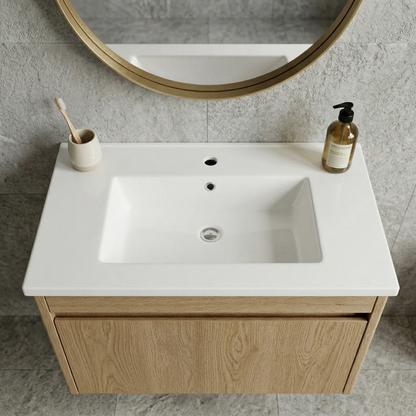 30Inch*18.5Inch Ceramic Bathroom Vanity Sink Top with Single Hole, Drop in Bathroom Vessel Sink Bowl Rectangle, Glossy White image 5