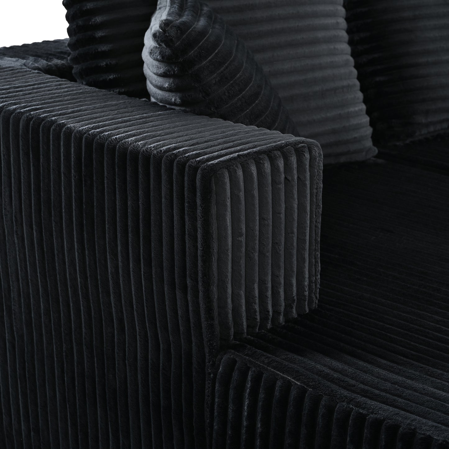 132.1 Inch Modular Sectional Sofa, U-Shaped Corduroy Sofa Couch with Double Chaise, Oversized Deep Seat Cloud Couch for Living Room, Apartment, Black image 12